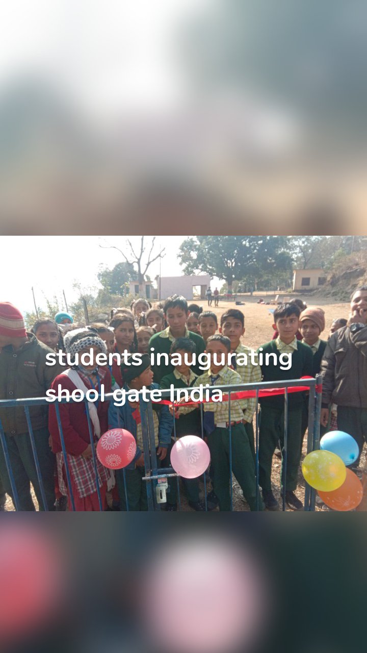 students inaugurating shool gate India